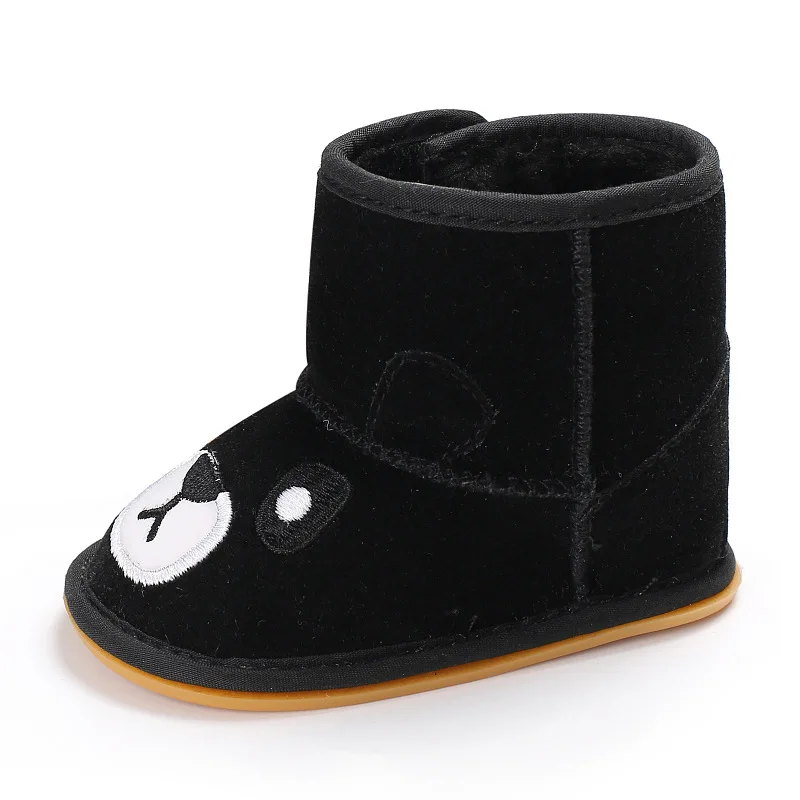 black Baby Snow Boots Girls Boys Shoes Soft Sole 0-18 months Anti-Slip Warm Winter Infant Prewalker Toddler Booties Socks - Цвет: black