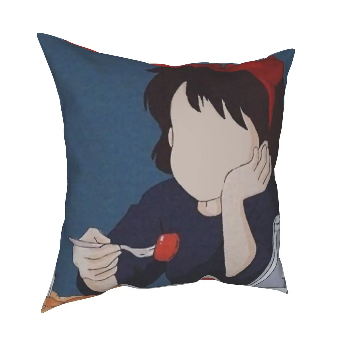 

Kiki Eating Kiki's Delivery Service Pillowcase Home Decor Anime Cushions Throw Pillow for Living Room Double-sided Printing