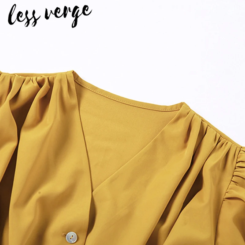 Женская блузка с рукавом фонариком lessverge элегантная желтая Повседневная Блузка v