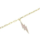 Звеньевая цепочка, ожерелье для женщин, Розовая эмаль, молния, ожерелье, Дамское ювелирное изделие, золотой цвет, короткая ключица, корейская мода, ожерелье для девочек