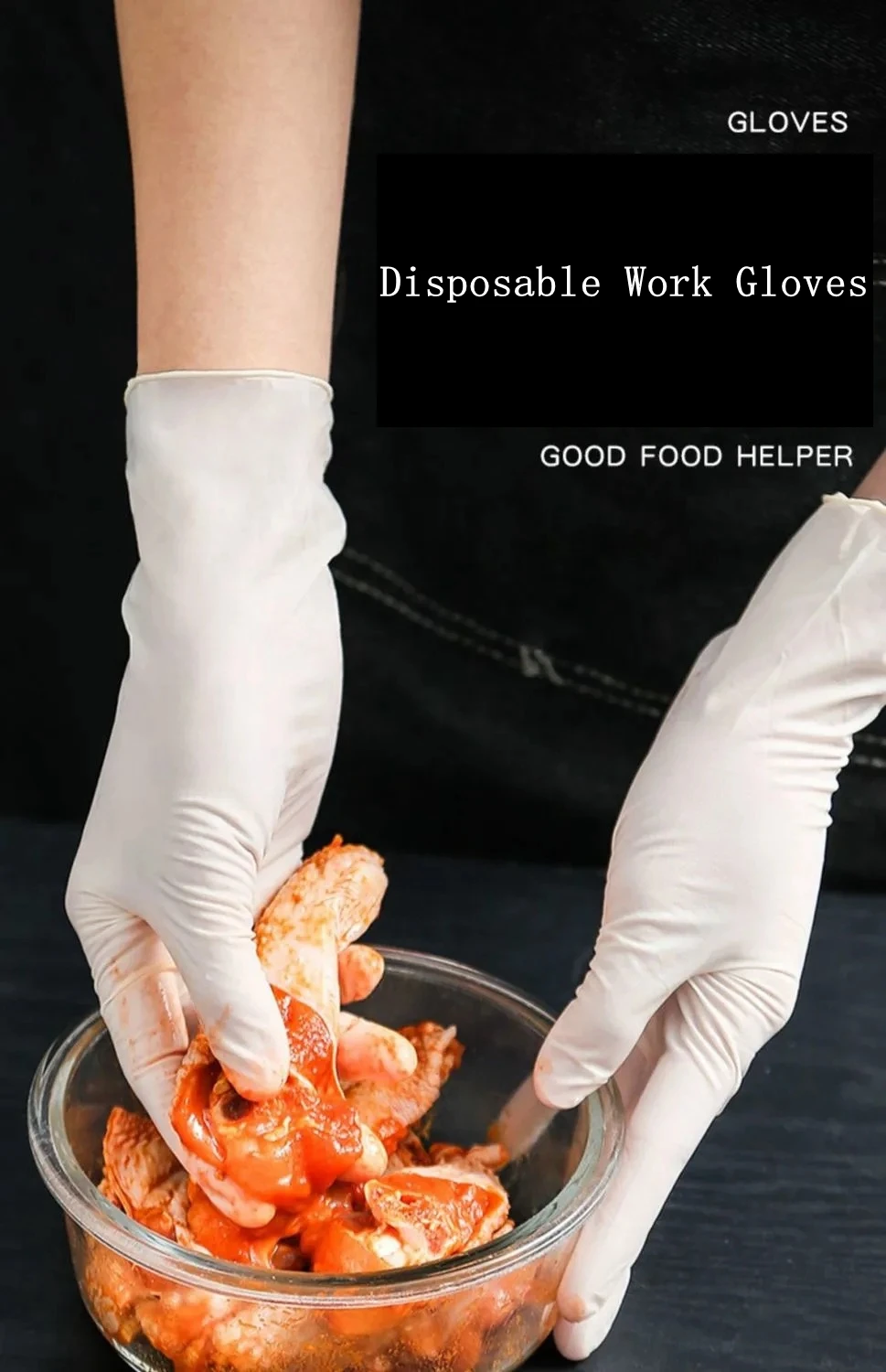 Нитриловые одноразовые черные перчатки кухонные защитные рабочие ручные товары