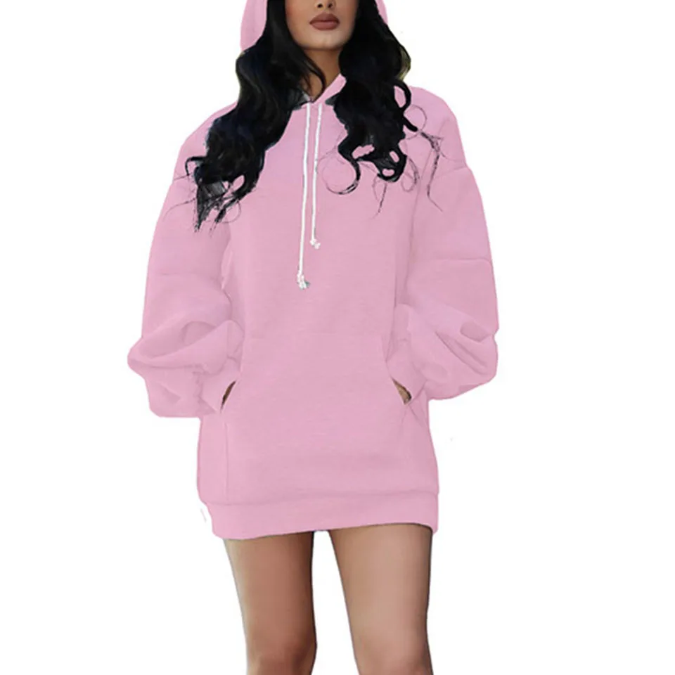 

Женская Длинная толстовка с капюшоном, простая толстовка с карманом-кенгуру, модная Толстовка с длинным рукавом и кулиской в стиле Харадзюк...