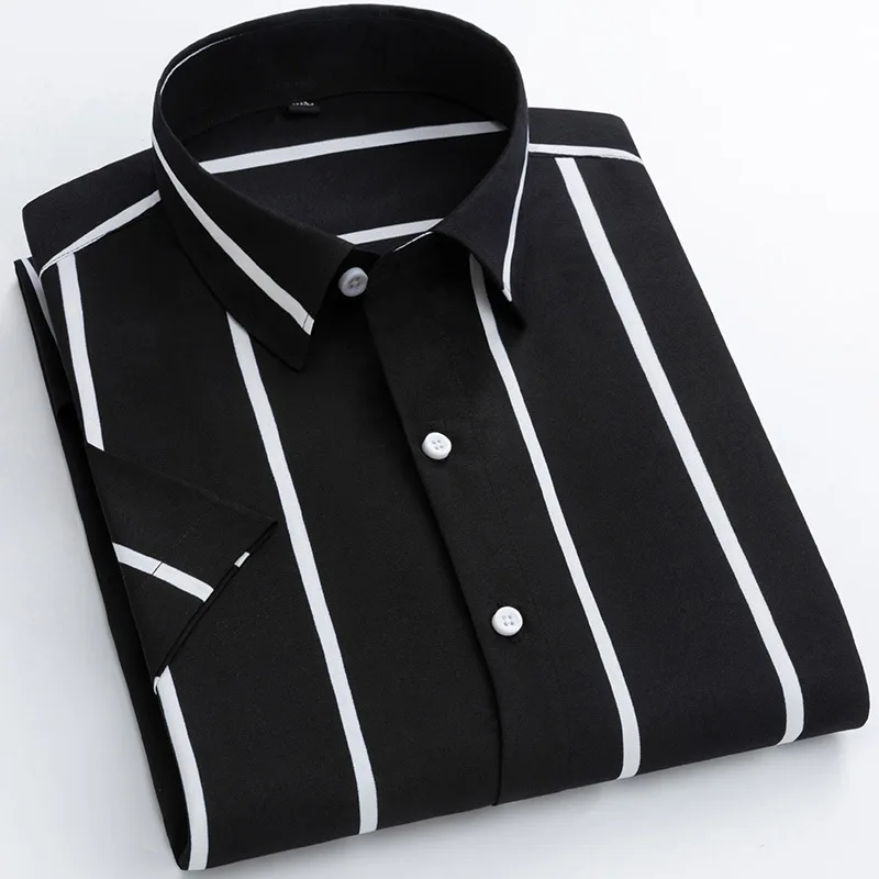 

2021Quality Floral Men's Casual Dress Short Sleeved Twill White Blue Pink Black Male Slim Fit Shirt For Men Social Shirts