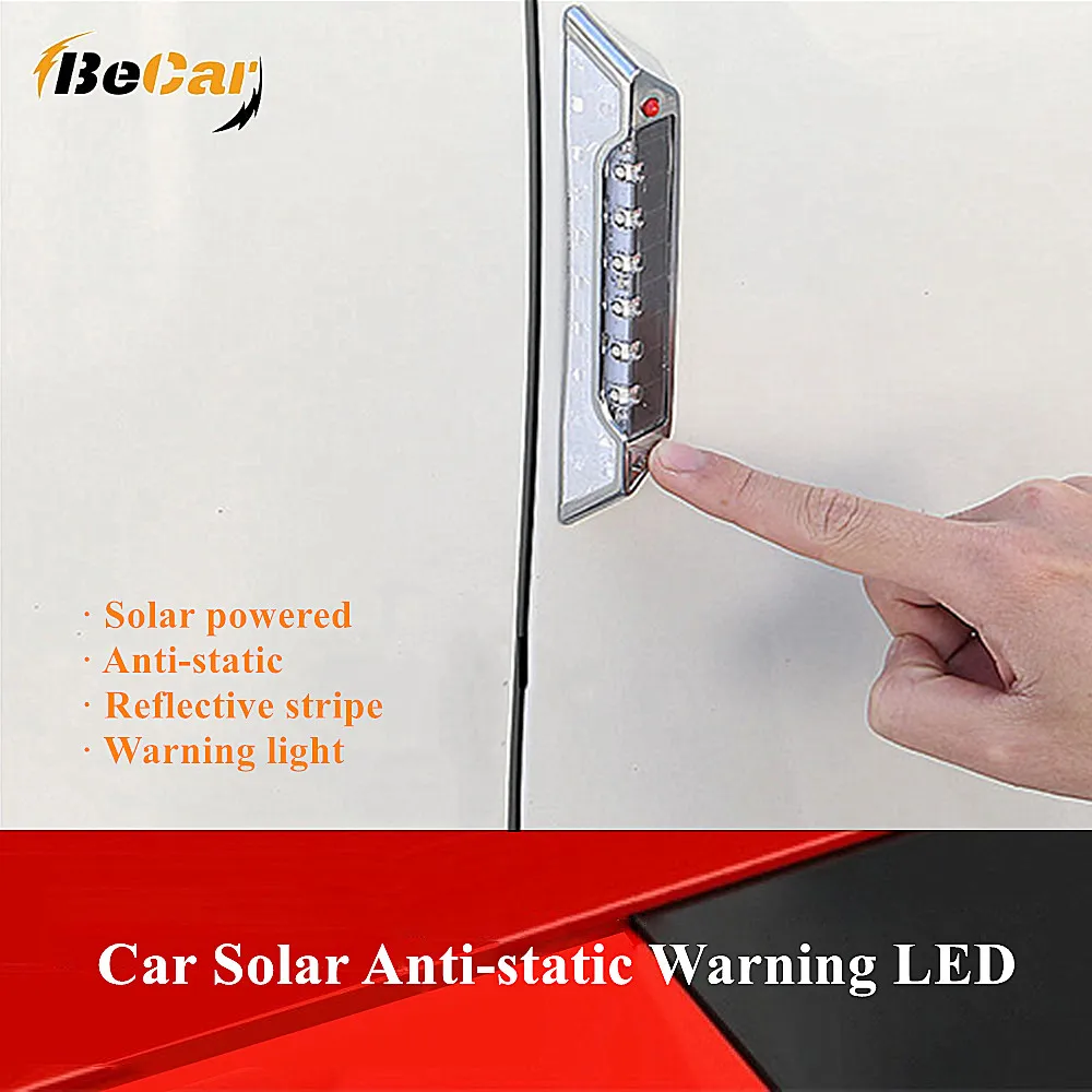 

1/2 Pcs Solar Energy Static Elimination Anti-Collision Light LED Multi-Function Warning Light Static Electricity LED Car Light