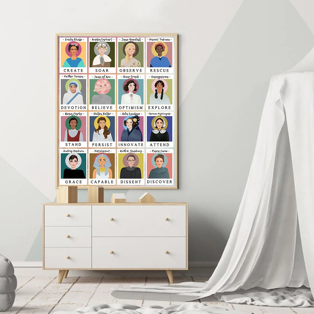 

Great Mighty Women in History Poster and Print Wall Art Canvas Painting Nordic Posters and Prints Wall Pictures for Living Room