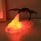Светодиодный теплый светильник с 3d принтом, перезаряжаемый от Usb, летающий ледяной огонь, дракон, дышащий светильник, креативный подарок для спальни, декоративная фигурка