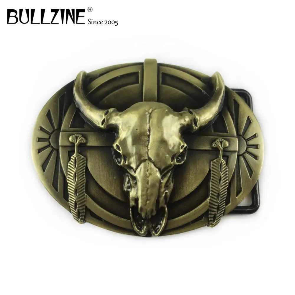 Bullzine цинковый сплав western в виде Головы Быка пряжка на ремешке Античная латуневая