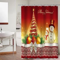 nordic style christmas shower curtain polyester 3d printed christmas tree snowman pattern home decoration bathroom curtains