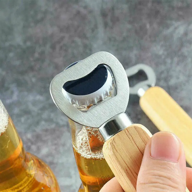 20pcslot wooden bottle opener beer can opener household kitchen gadgets for party wedding beerfest free global shipping
