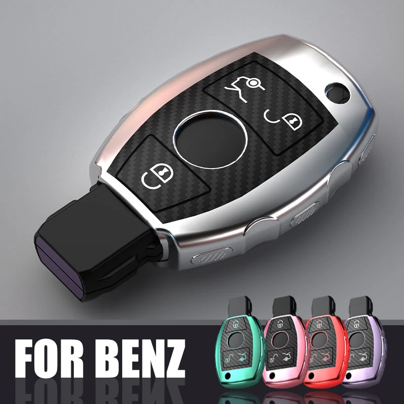 

For Mercedes Benz A C E R M class CLA GLA 3 button keys TPU Carbon fiber Car Remote Key Case Cover Keychain