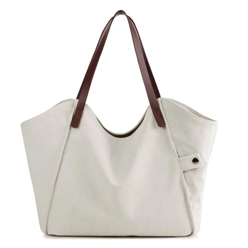 

New style ladies canvas trend thickened large capacity simple bag shopping bag ladies shoulder bag