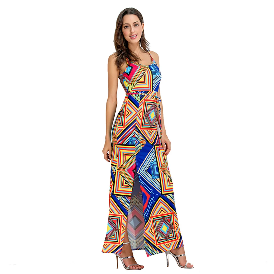 

summer dress maxi one-piece sashes sundress sexy pareo beach A line backless women vestidos viscose