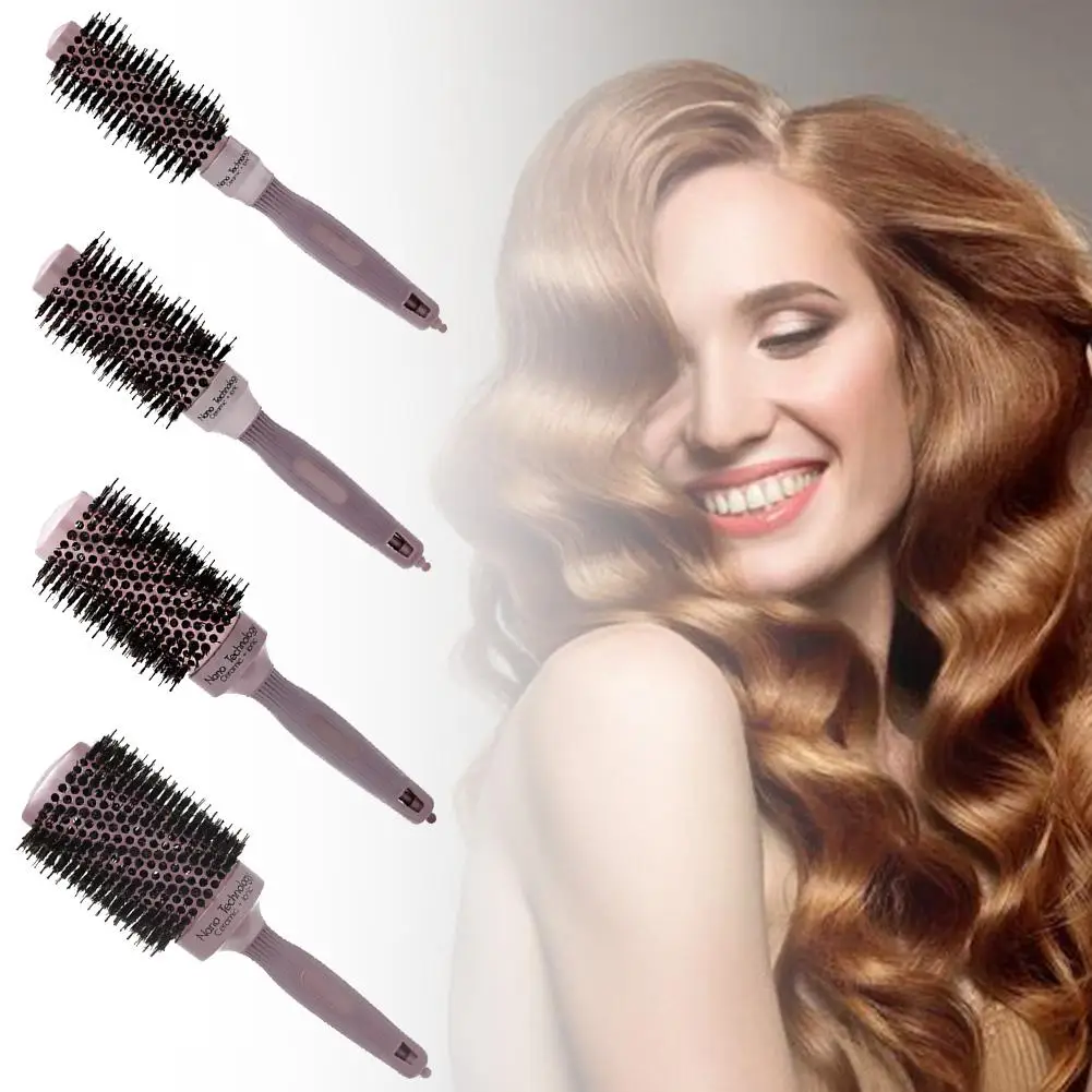 Новая ручка черная круглая керамическая щетка для волос 4 размера щетина кабана