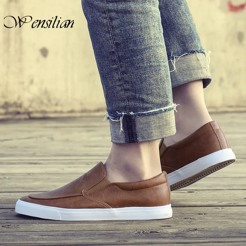 Leather Loafers Mens Casual Shoes Slip on Flats Fashion Male Loafer Breathable Men shoes Soft Trainers zapatos de hombre | Обувь