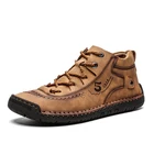 Мужские кожаные ботинки, теплые ботинки ручной работы, для осени и зимы, размера плюс, 48