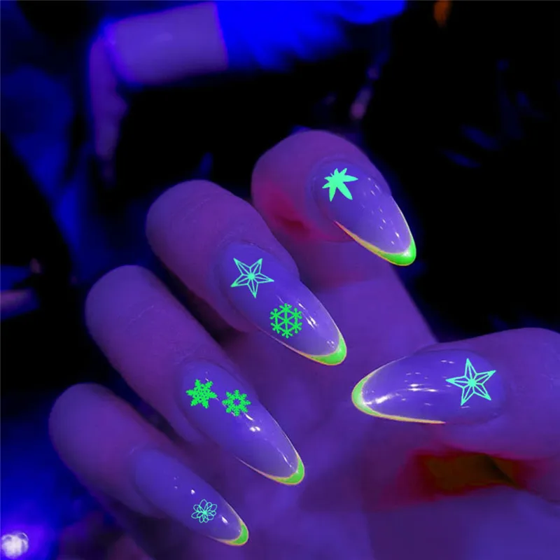 1 sheet Glow in the Dark Lovely Nail Art Water Transfer Stickers Decals Decoration Butterfly Design Luminous Decorations | Красота и