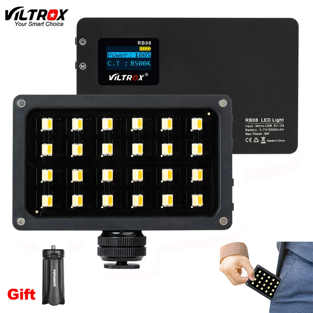 Viltrox RB08 портативный мини светодиодный видео свет заполнясветильник двухцветный