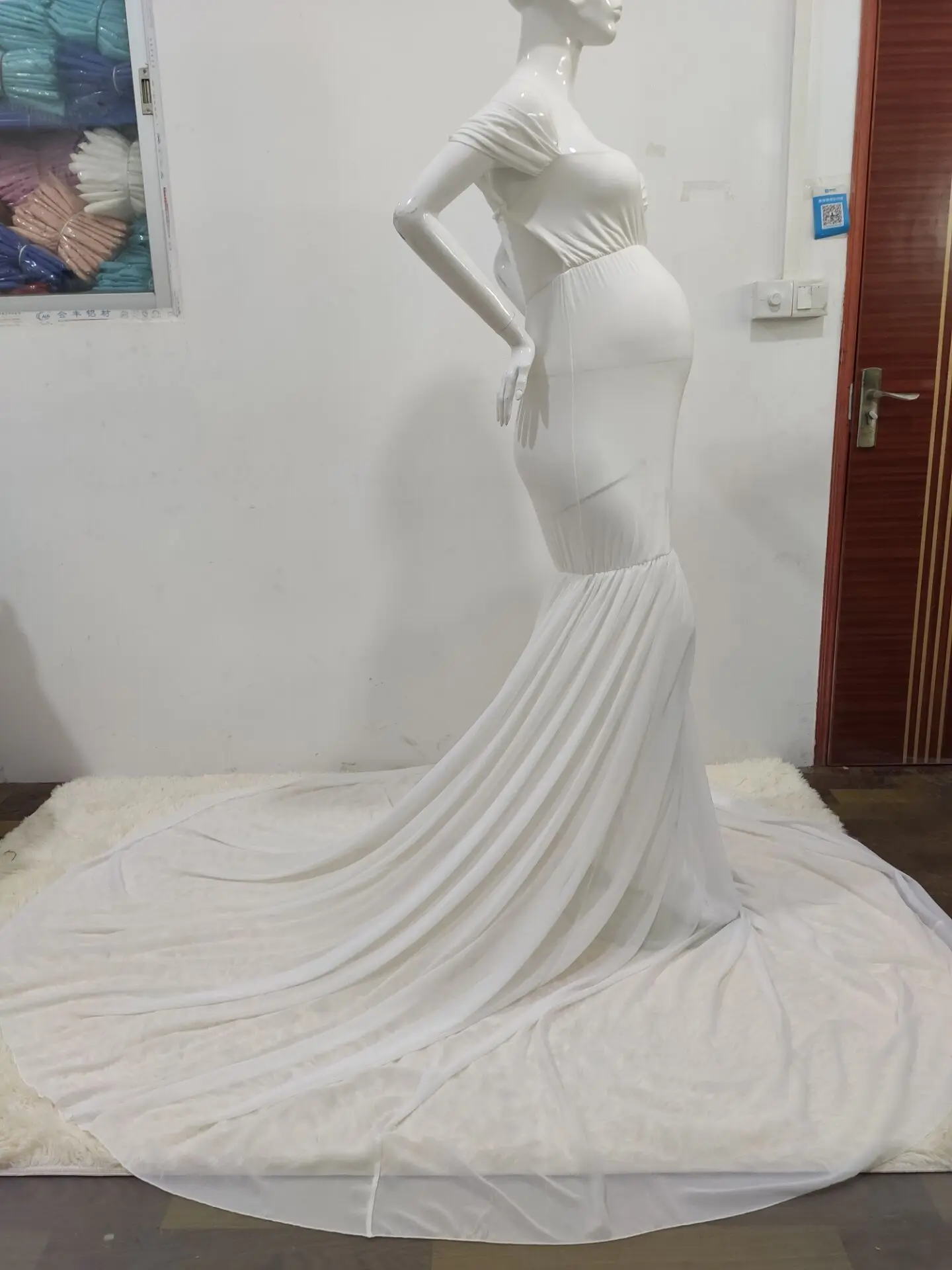

2021 Elegant Maternity Dresses for Photo Shoot Pregnant Women Dress Shoulderless Pregnancy Dress Photography Baby Shower Dress