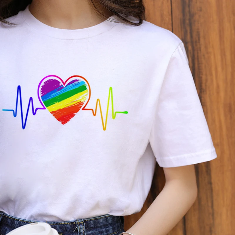 

Lgbt Harajuku Rainbow Gay Pride T Shirt Women Lesbian Ullzang Cartoon T-shirt 90s Graphic Casual Tshirt Fashion Top Tees Female