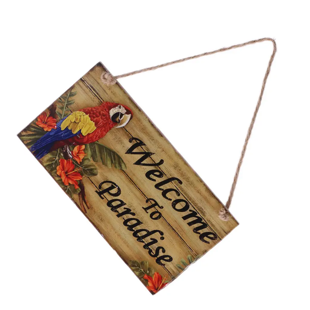 

Vintage Woodland Welcome to Paradise/Paradise Found Wooden Plaque with Jute Twine Hanging Sign Photo Prop