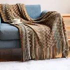 Плед для дивана ручной вязки с кисточками летнее одеяло для кровати дышащее шикарное богемное мягкое удобное одеяло