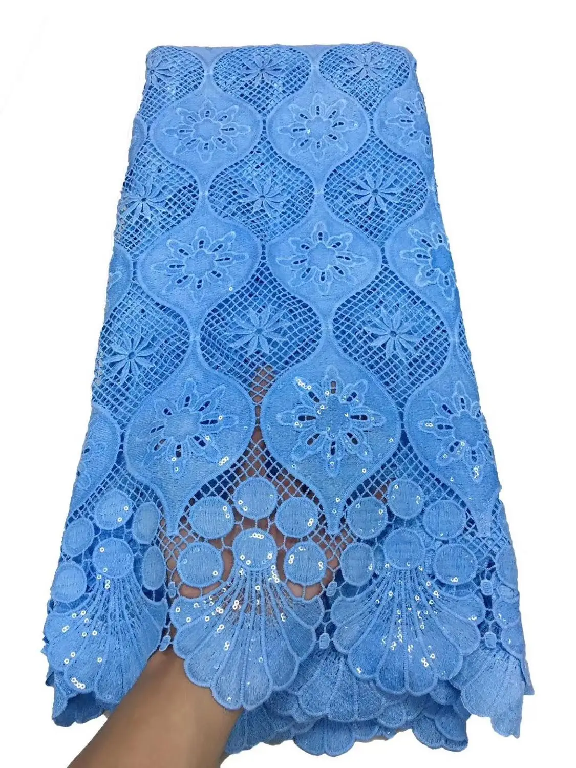 

Guipure Cord Lace Fabric 2020 High Quality Nigerian Lace Fabric African French Lace fabric with sequins For Wedding