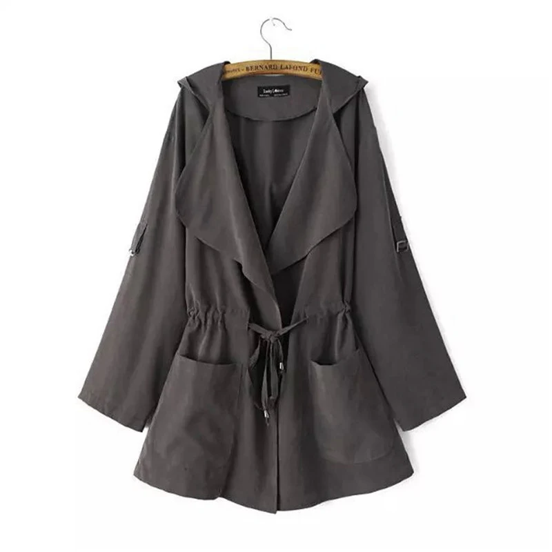 

Trench Coat Overcoat UK Women Hooded plus size Windbreaker Jacket Winter Outdoor