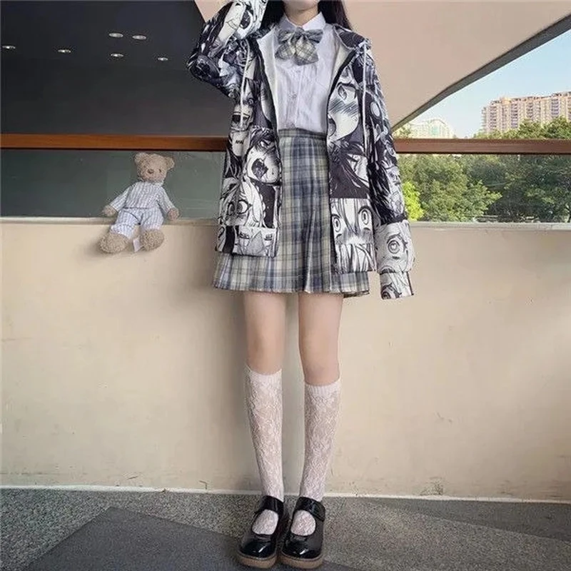 

2021 New Japanese Harajuku Anime Hoodie Hentai Zip Up Fashion Streetwear Women Kawaii Sweatshirts Korean Long sleeve Tops