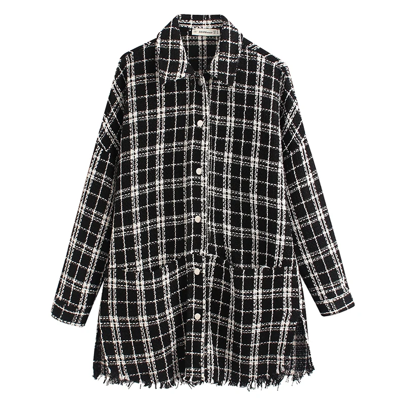 Женская твидовая куртка в клетку винтажная стильная клетчатая с карманами и