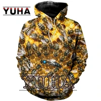 new mens hoodieinsect bee 3d printed sweatshirtunisex casual street jacket pullover