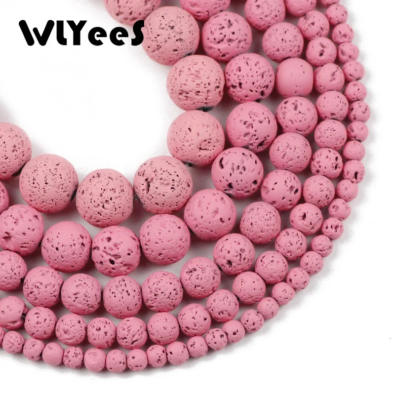 WLYeeS Бусины Из Натурального Гематита розовые бусины из вулканической скалы