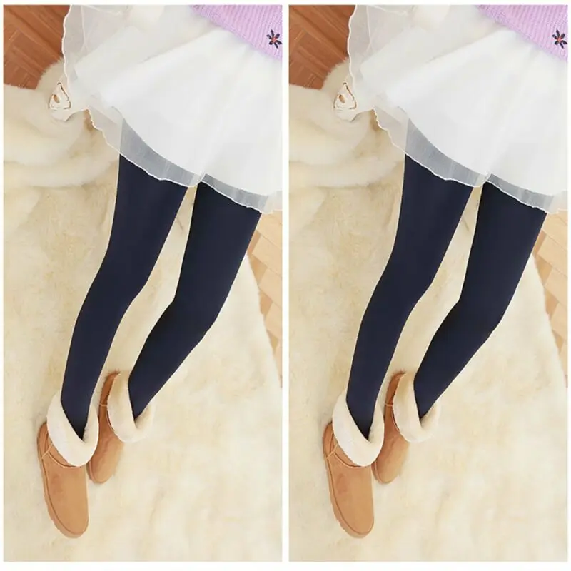 Однотонные зимние плотные теплые флисовые леггинсы с подкладкой для девочек и