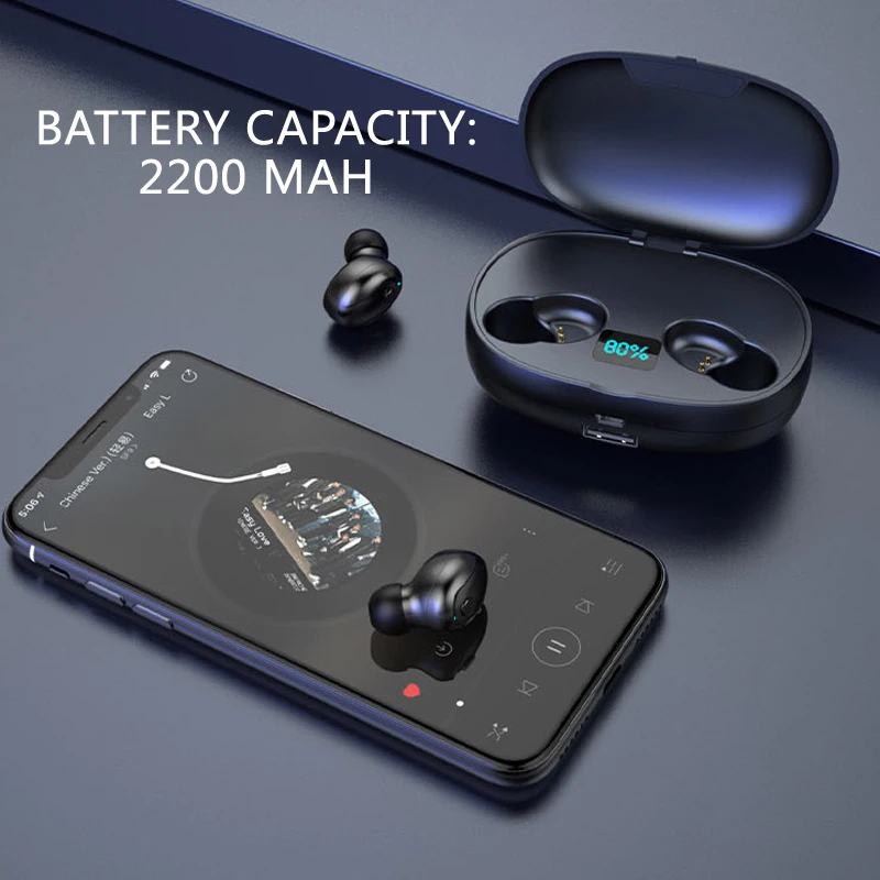 Наушники вкладыши TWS с V5.0 T5S Bluetooth наушники 3D стерео беспроводные микрофоном С 2200