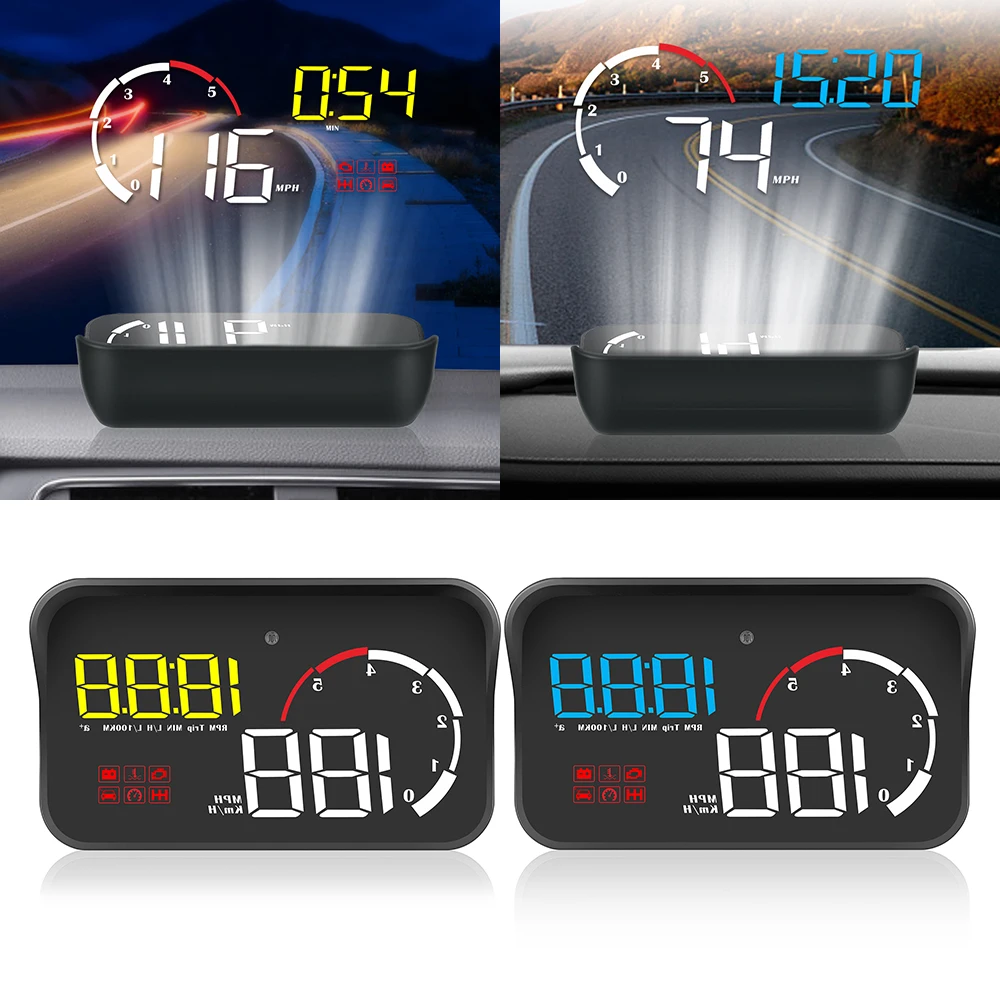

LEEPEE M10 A100 Windshield Projector Driving Safety Car HUD Display OBD2 Overspeed Warning Intelligent Alarm System Car-styling