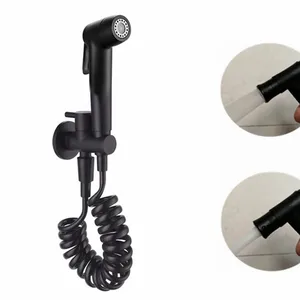 Смеситель для биде, для ванной, туалета, с одним нажатием, черный, из нержавеющей стали, с креплением на стену, BL707