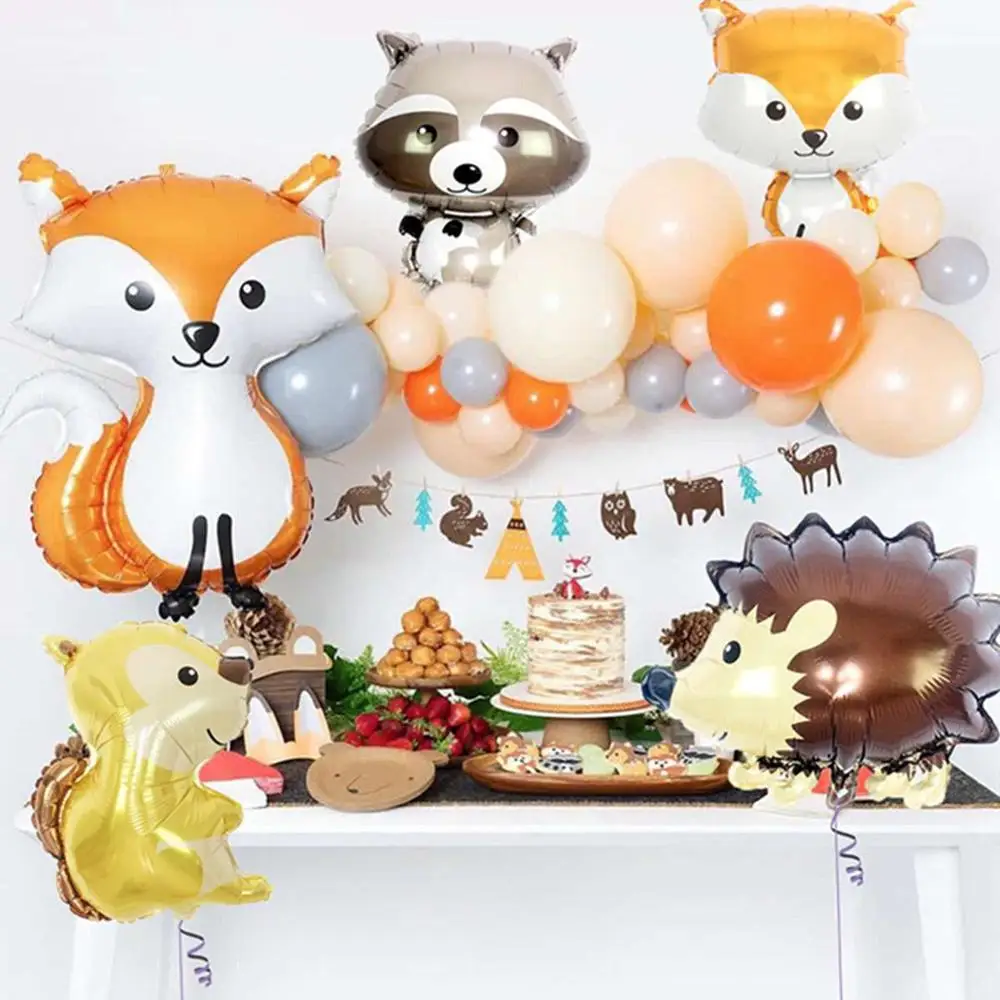 

Лесной воздушный шар с животными, вечеринка в джунглях, сафари, украшение для дня рождения, детский лесной шар на день рождения, лесвечерние ...