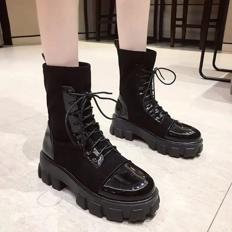 

Black Socks Boots Women 2020 New Punk Gothic Shoes Ankle Boots Platform Shoes Women White Socks Boots Shoes Platform Boots