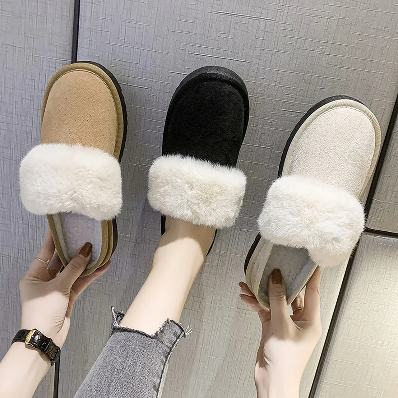 Women's slippers casual shoes autumn and winter thick-soled flat non-slip warm Baotou | Обувь