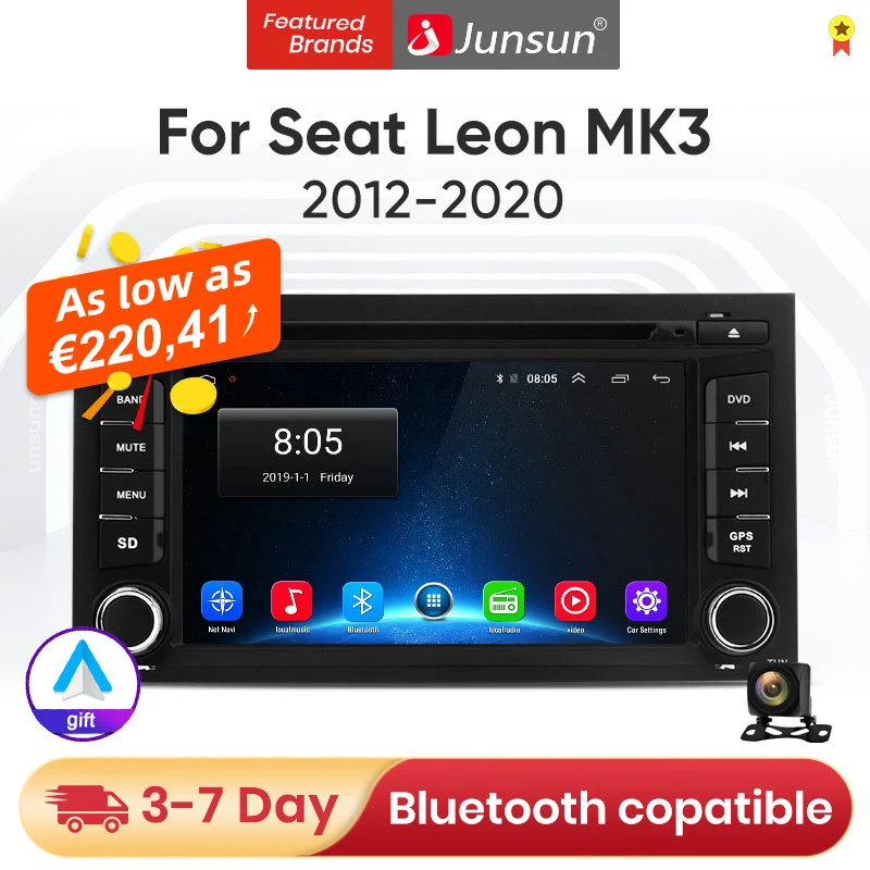 Junsun 2Din 2 + 32 ГБ Android 10 Автомагнитола intelligente pantalla для Seat Leon 3 MK3 5F 2012 2020