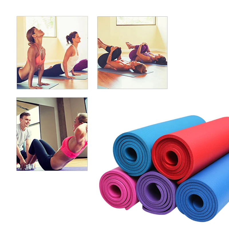 Нескользящие коврики NBR для йоги коврик фитнеса толщиной 10 мм 183X61X1CM гимнастики