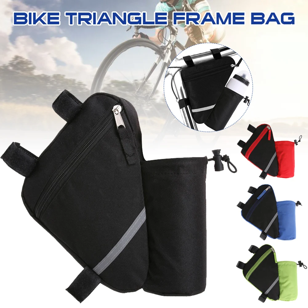 

Bike Triangle Frame Bag with Zip Pouch Under Tube Bag Mountain Bike Front Saddle Bag Riding Top Tube Bag