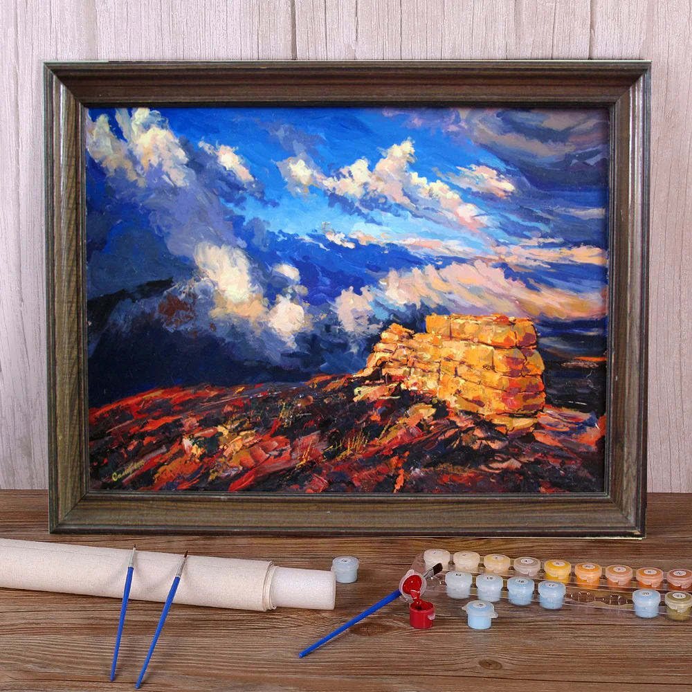 

Пейзаж выше облака Сделай Сам картины по Набор цифр масляными красками 40*50 картина маслом украшения дома детская одежда ручной работы