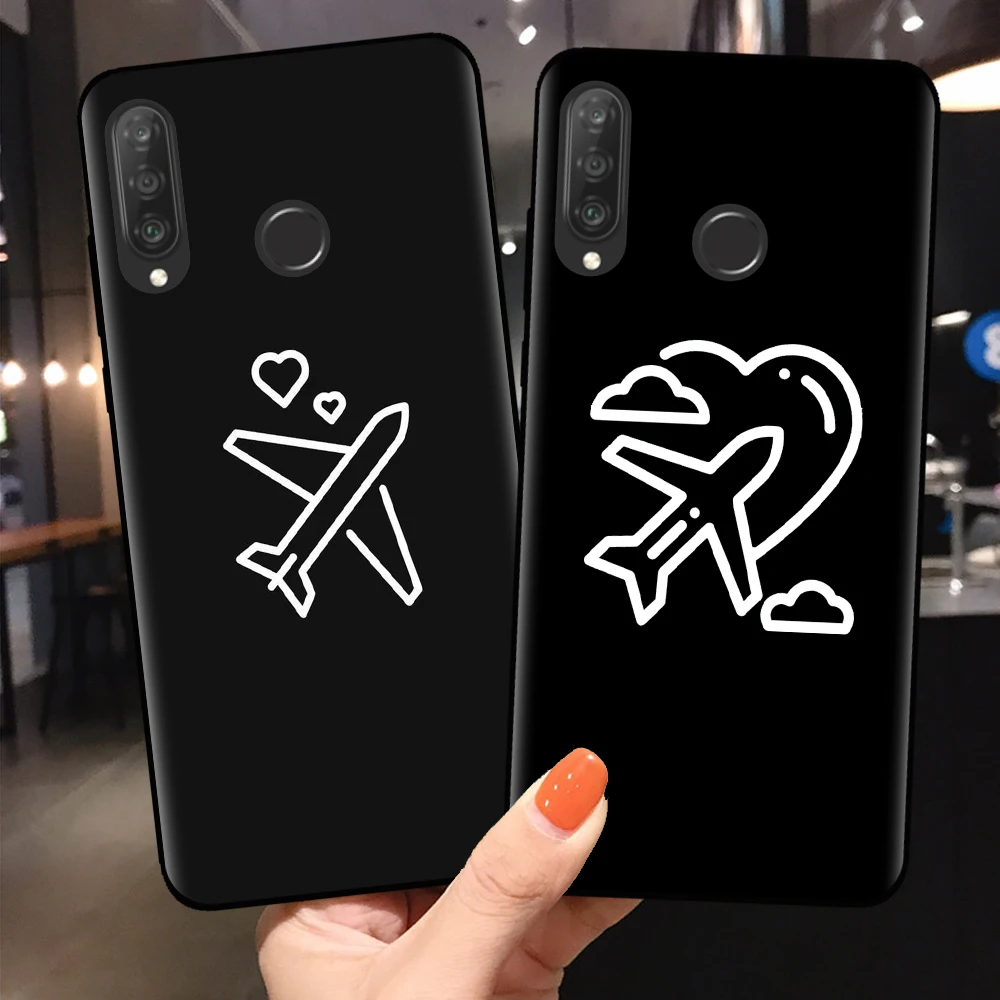 Дорожная карта Нескользящие простые чехлы для Huawei P10 P20 P30 Lite Pro Plane Heart Cover Coque Mate 10 20