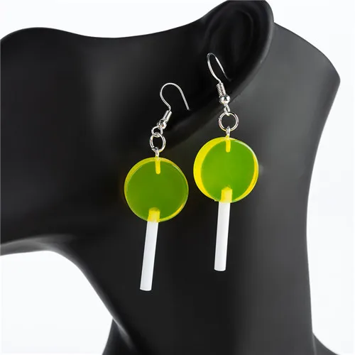 Transparent yellow 1 пара, женские серьги, полимерные, ремесло, конфеты, леденец, bff, дружба, Висячие серьги для женщин, детей, ювелирные изделия - Окраска металла: Transparent yellow
