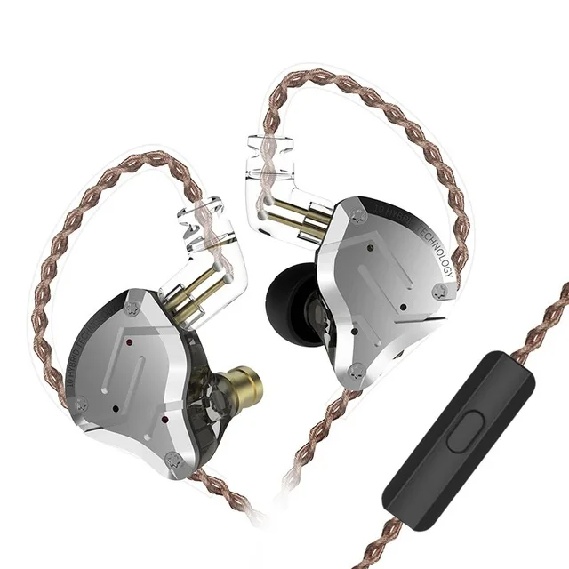 black mic KZ ZS10 PRO 1DD 4BA HIFI металлическая гарнитура, гибридные наушники в ухо, спортивные наушники с шумоподавлением - Цвет: black mic