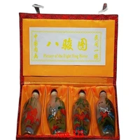 4pcs chinese inside hand painting 8 horse glass snuff bottle