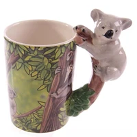 300ml 3d creative parrot koala frog ceramic mugs cartoon bottle hand drawn animal coffee mug gift high capacity porcelain cup
