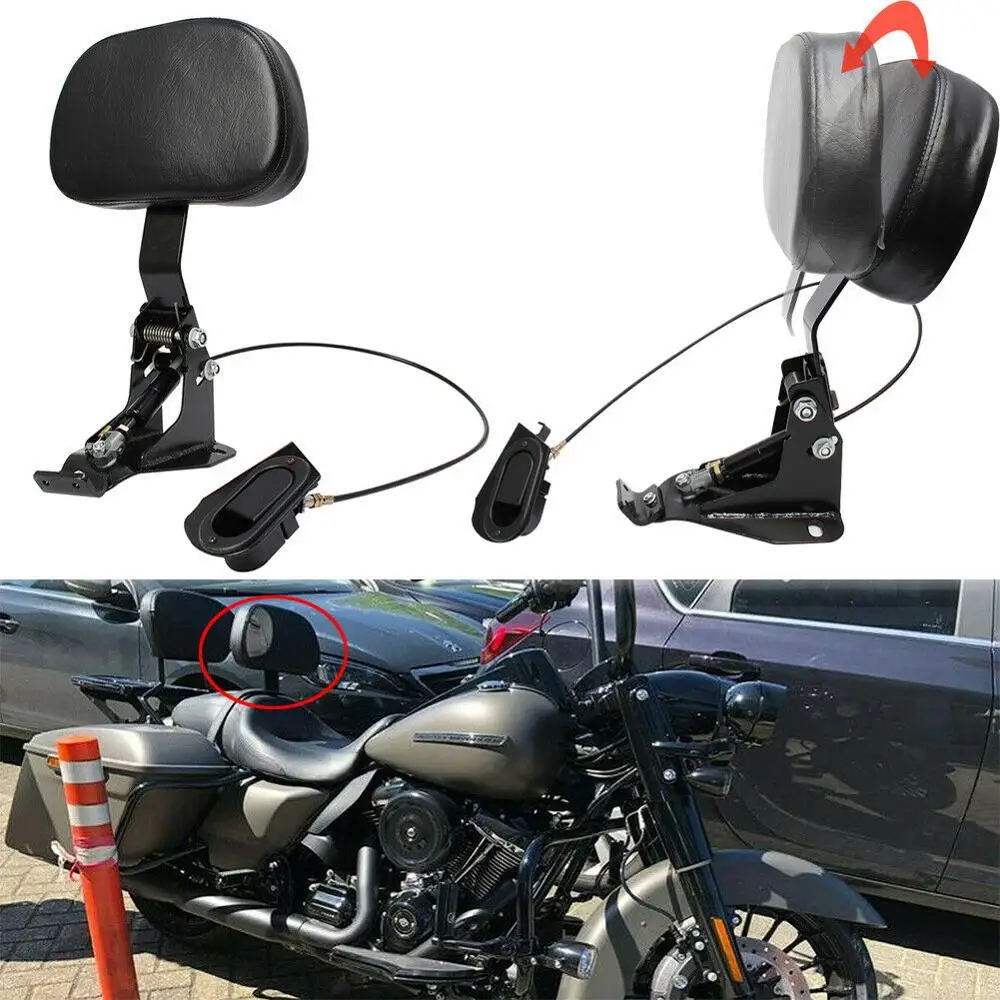 

Спинка для мотоциклетного водителя + Регулируемый Черный монтажный комплект для Harley Touring Electra Glide Road King 2009-2020