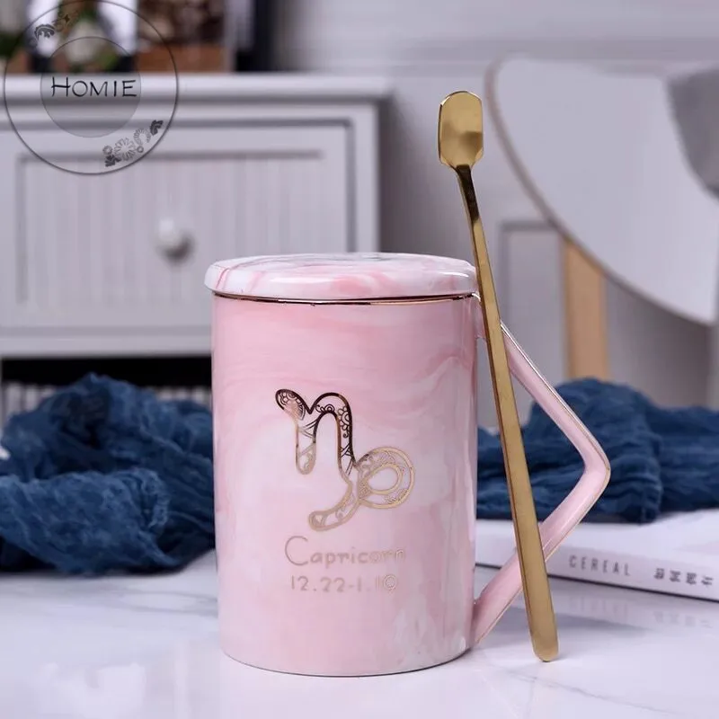 Творчество Мрамор 12 созвездий Керамика Кофе чашка с блюдцем набор молока Чай