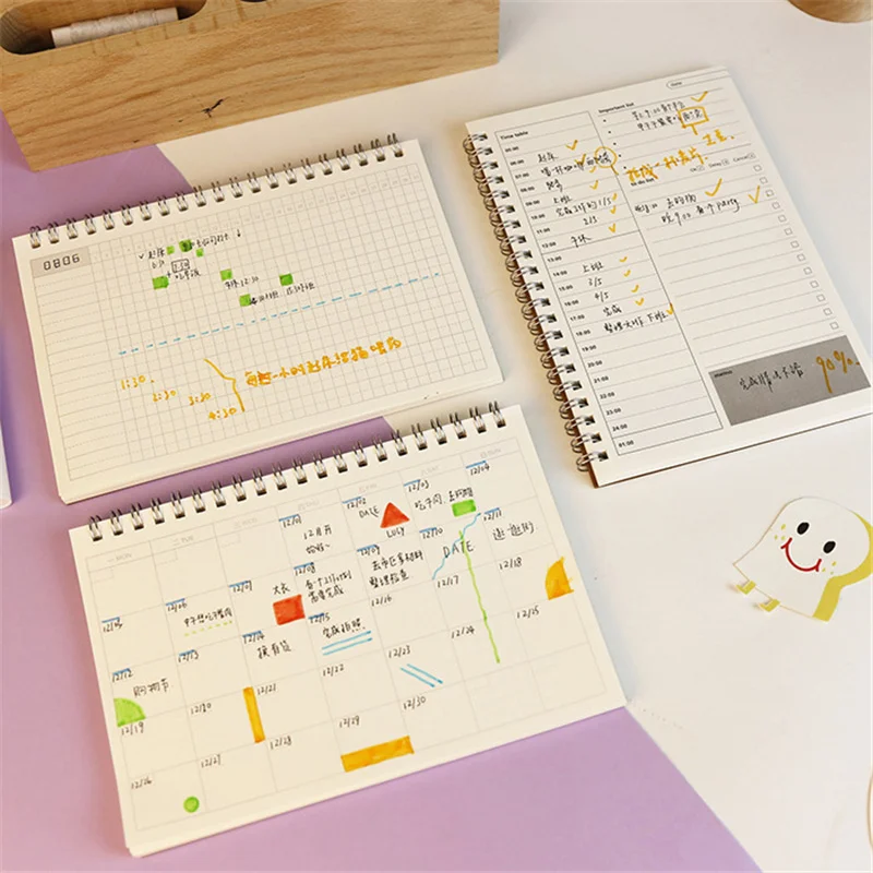 

2024 Spiral A5 Notebook Planner Daily Weekly Monthly Kraft Paper Organizer Agenda School Office Schedule Stationery Gifts